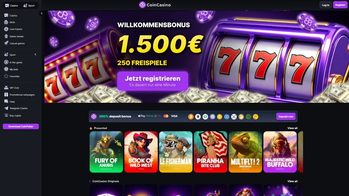 CoinCasino Spiele und Willkommensbonus